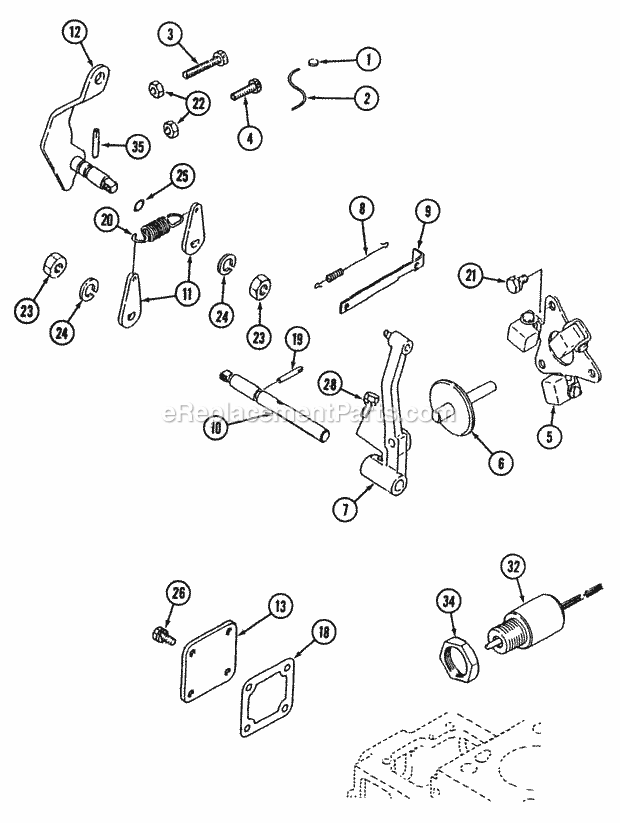 Governor Parts Diagram and Parts List for 544-434D100, 545-434D100, 546-434D100 Cub Cadet Lawn Tractor